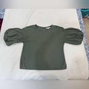 LOFT Women's Olive Puff Sleeve Blouse